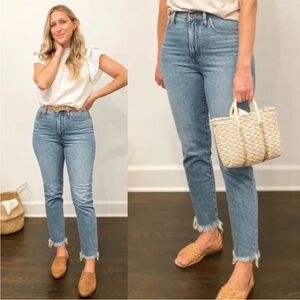Madewell Perfect Vintage Straight leg Jean Fray Raw Hem Size 29